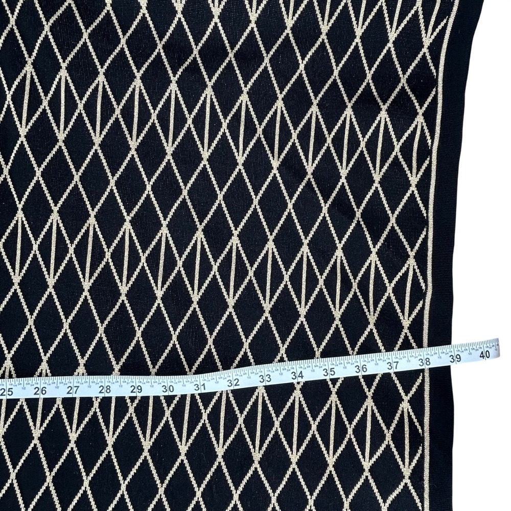 MING WANG Black Gold Diamond Pattern Open Front Kimono Cardigan Cape‎ One Size - Picture 3 of 10